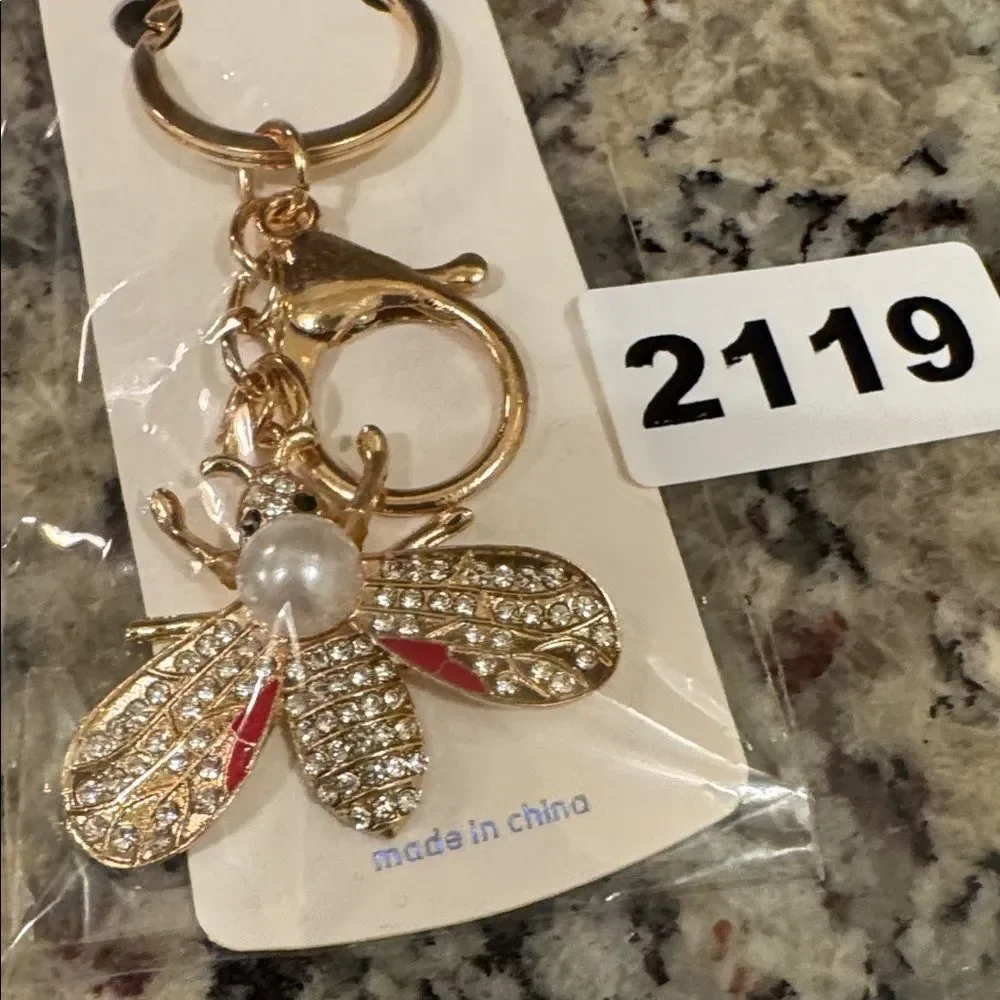 2119 Rhinestone, Bee Key Ring & Bag Charm